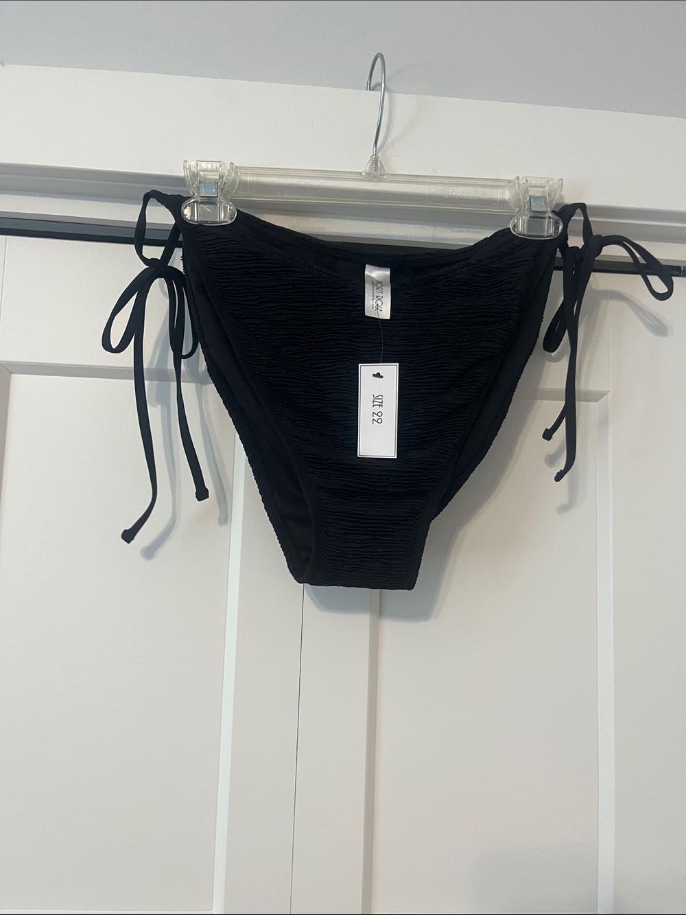 Ivory Rose 22 UK NWT Textured High-Cut Black Womens Bikini Bottoms Side Ties
